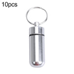 10pcs Portable Sealed Waterproof Aluminum Alloy First Aid Pill Bottle with Keychain