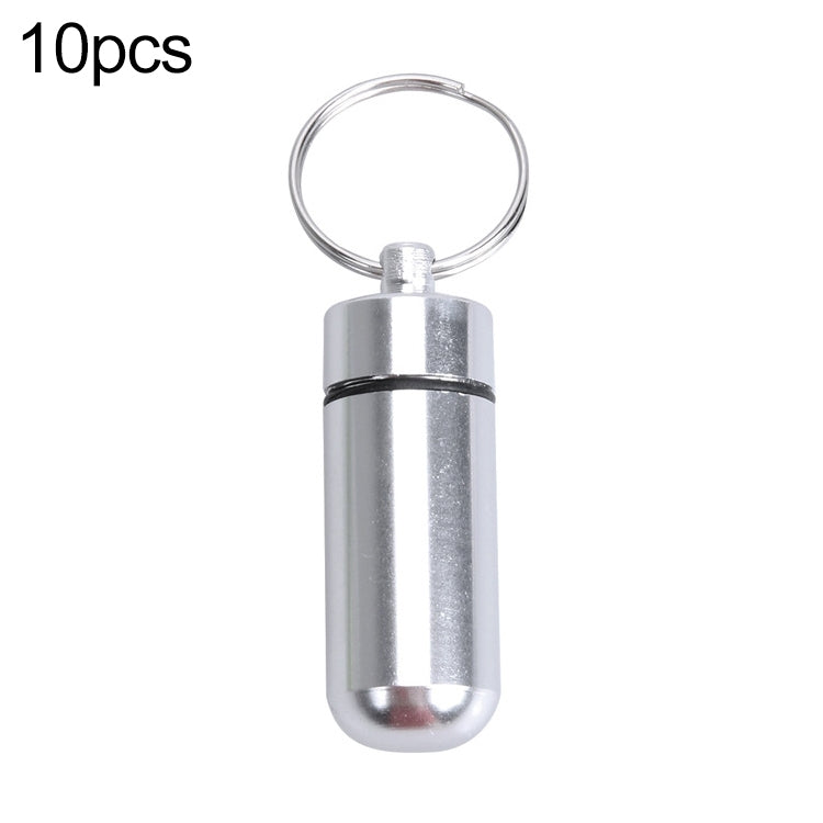 10pcs Portable Sealed Waterproof Aluminum Alloy First Aid Pill Bottle with Keychain