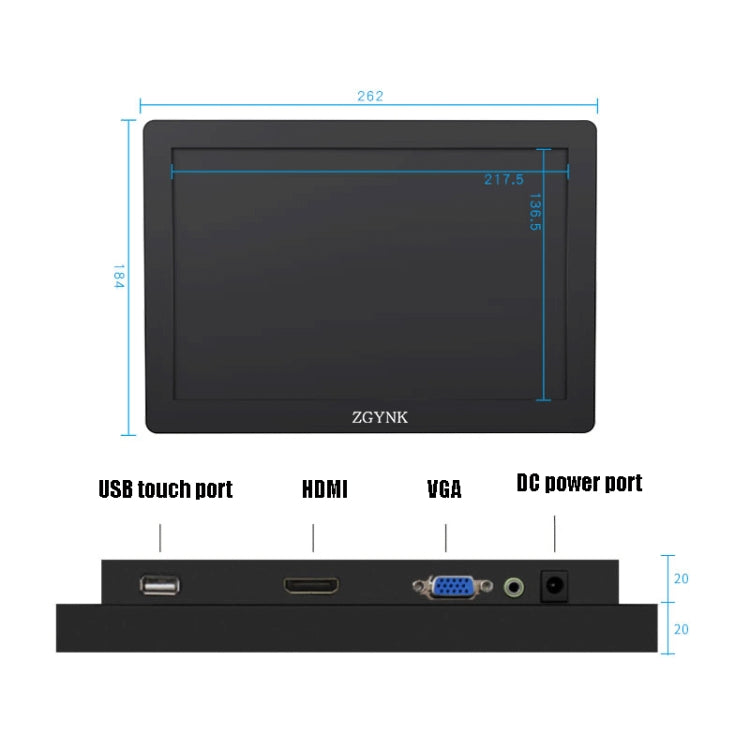 ZGYNK KQ101 HD Embedded Display Industrial Screen, 10 inch  Embedded, 15.6 inch  Embedded, 10 inch  Resistive, 15.6 inch  Resistive, 10 inch  Capacitive, 15.6 inch  Capacitive
