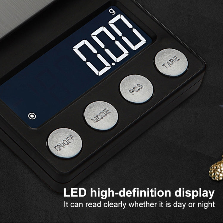 High-Precision Electronic Scale Mini Portable Jewellery Medicine Scale, 500g/0.1g, 100g/0.01g, 200g/0.01g, 300g/0.01g, 500g/0.01g, 1000g/0.1g
