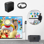 Multi-Function Projection And Charging AC Adapter Base Support Android/PC/Lite For Switch, Black+US Plug, Black+EU Plug, Black+UK Plug