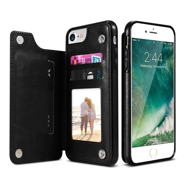 Retro PU Leather Case Multi Card Holders Phone Cases for iPhone 6 Plus & 6s Plus, iPhone 6 Plus, v