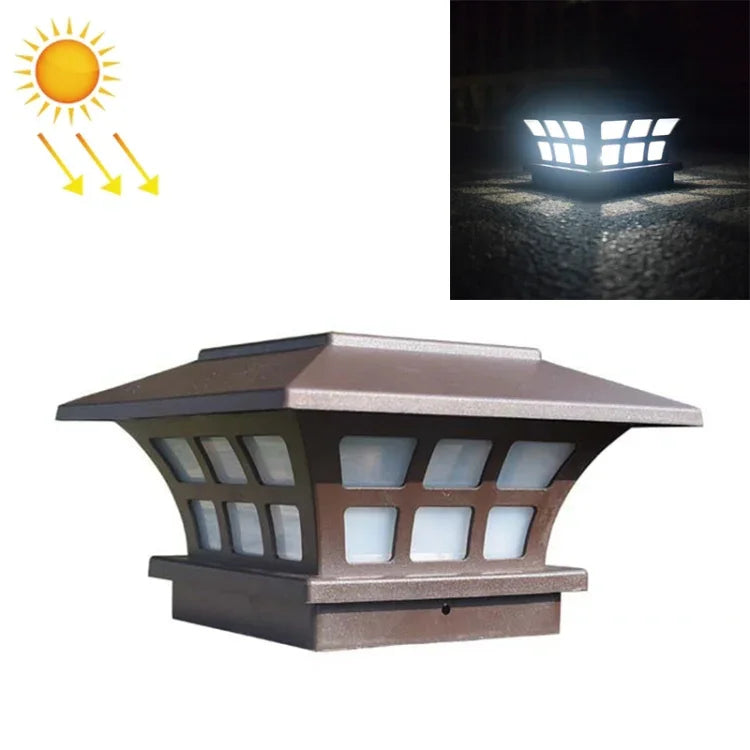 Solar Coffee Column Head Lamp Outdoor Waterproof Decorative Wall Lamp, White Light, Warm Light