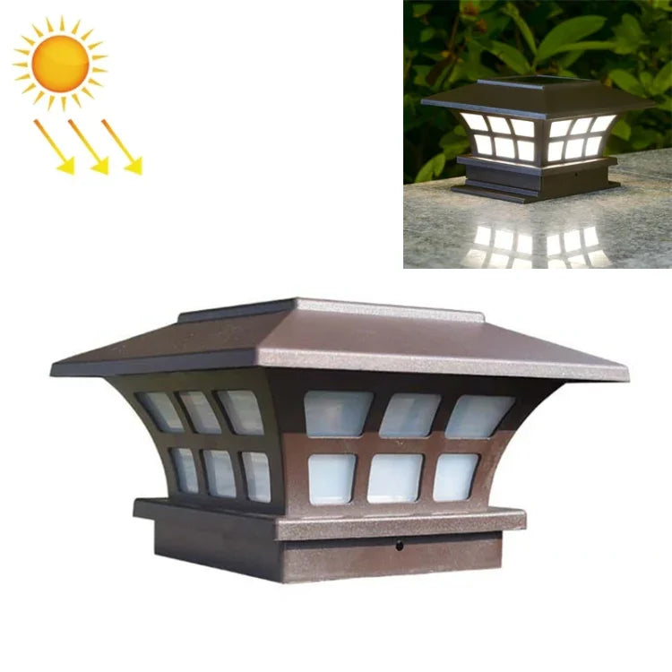 Solar Coffee Column Head Lamp Outdoor Waterproof Decorative Wall Lamp, White Light, Warm Light