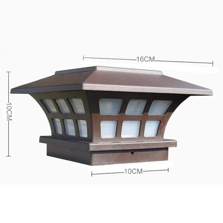 Solar Coffee Column Head Lamp Outdoor Waterproof Decorative Wall Lamp, White Light, Warm Light