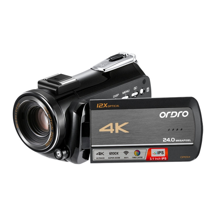 كاميرا فيديو رقمية ORDRO AC5 بدقة 4K HD مع رؤية ليلية، واي فاي، تكبير بصري 12X، كاميرا DV، قياسي، قياسي + ميكروفون، قياسي + ميكروفون + حامل يدوي، قياسي + ميكروفون + ضوء تعبئة