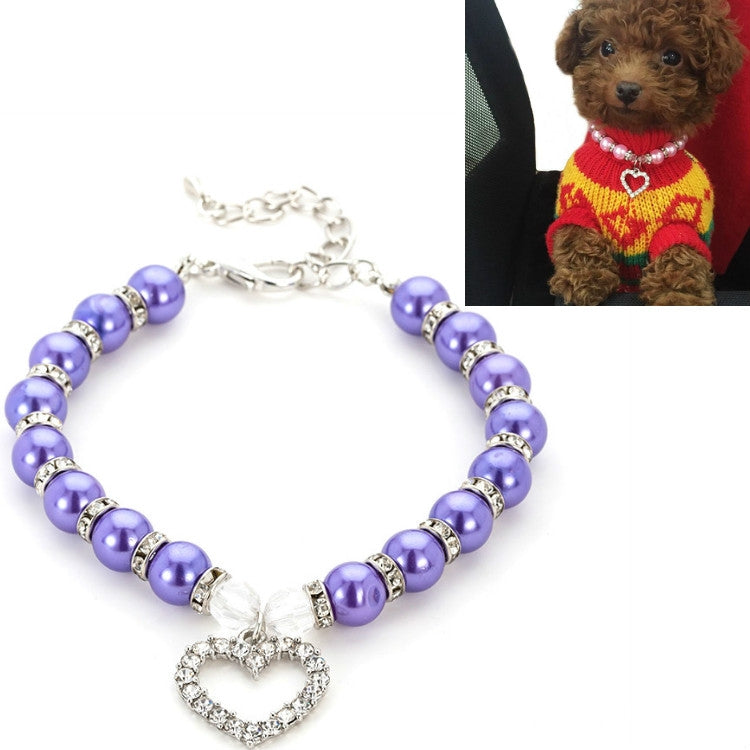 Pet Supplies Pearl Necklace Pet Collars Cat and Dog Accessories, S, M, L