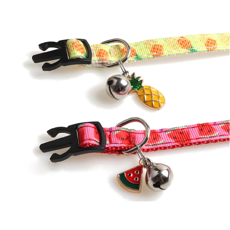Collier pour chat en sangle avec motif de fruits et accessoires, clochette incluse.