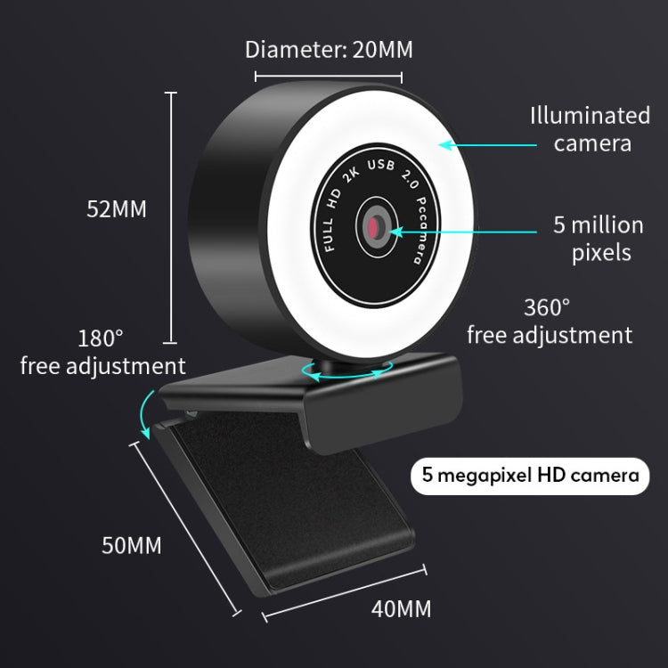 كاميرا إضاءة ملء HD بدون برنامج تشغيل X98 USB مع ميكروفون، 720P، 1080P، 2K مع تركيز تلقائي