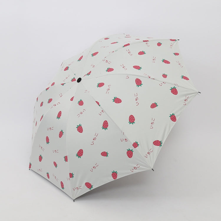 Small Fresh Sun Umbrella Female Sun Umbrella Student Vinyl Three-Fold Simple Dual-Use Sun Umbrella, Avocado Green, Avocado White, Avocado Pink, Strawberry White, Strawberry Pink, Peach White, Peach Pink