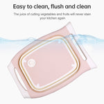 لوح تقطيع متعدد الوظائف للمطبخ مع حوض غسيل خضروات قابل للطي، وردي