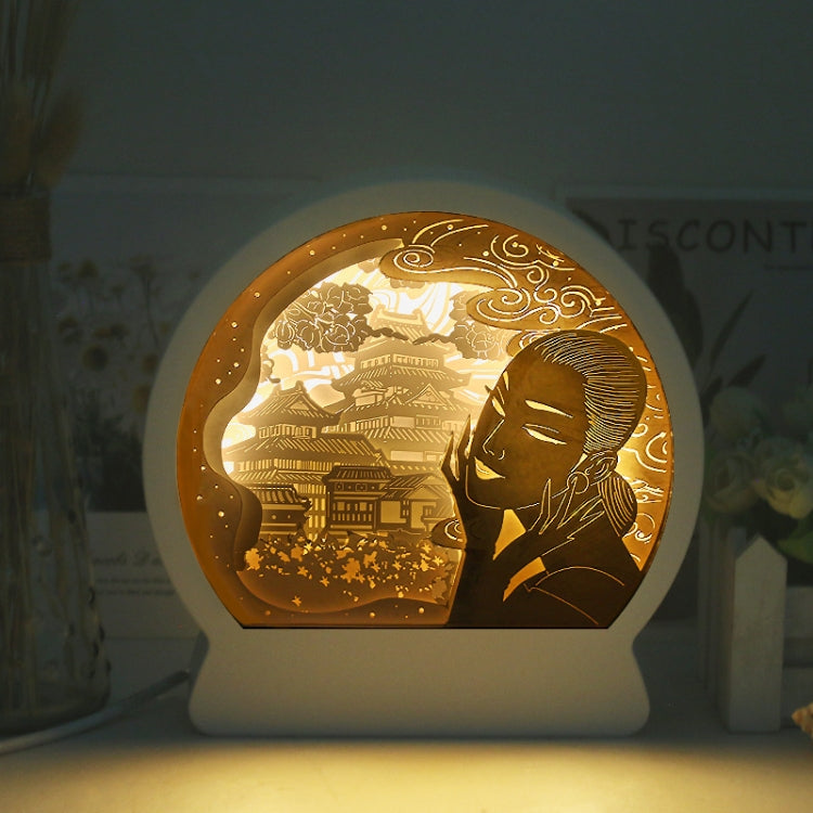 Chinese Style Paper Carving Lamp Night Light 3D Personalized Gift Decoration, Warm Light
