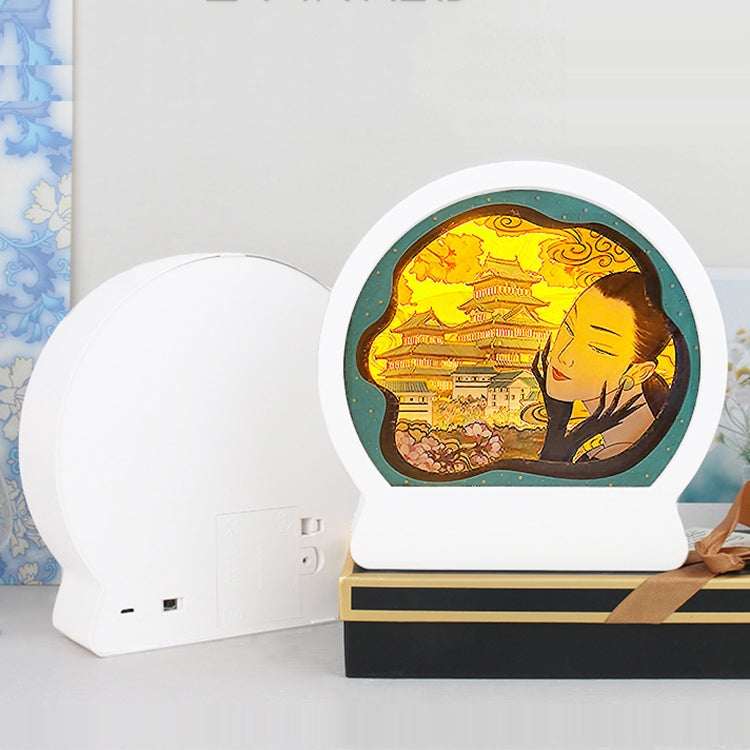 Chinese Style Paper Carving Lamp Night Light 3D Personalized Gift Decoration, Warm Light