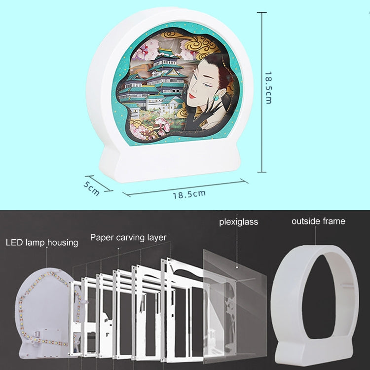 Chinese Style Paper Carving Lamp Night Light 3D Personalized Gift Decoration, Warm Light