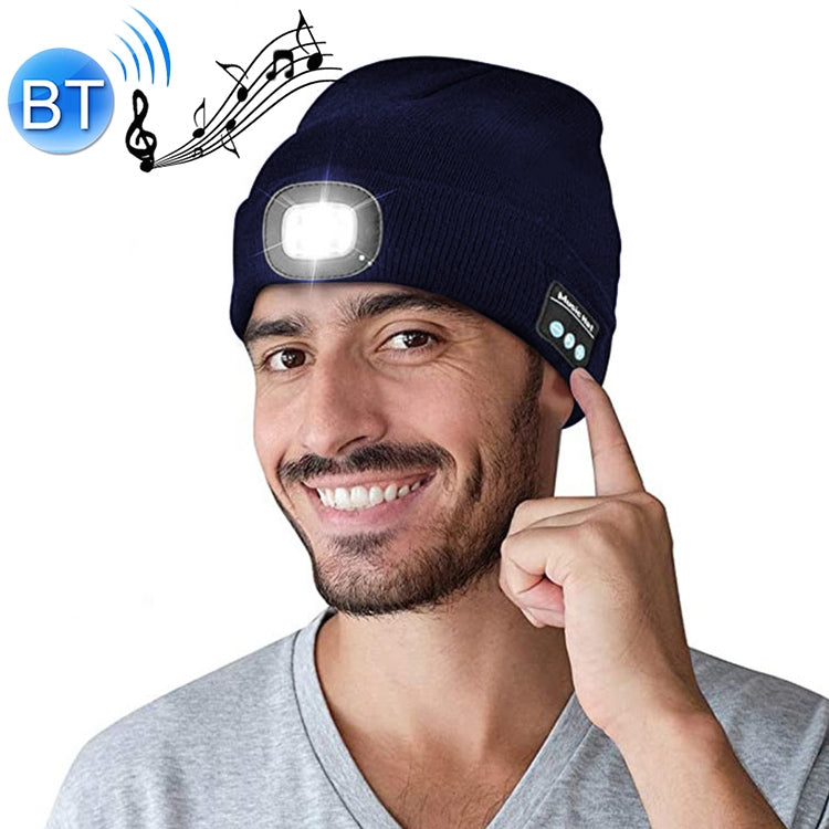 قبعة محبوكة بإضاءة LED للركض الليلي والصيد الليلي في الهواء الطلق، بلوتوث 5.0