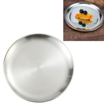Stainless Steel Thickened Round Plate Cafe Tray Fruit Cake Plate Bone Plate Dish Shallow Plate, 14cm Brushed Matte Silver, 17cm Brushed Matte Silver, 20cm Brushed Matte Silver, 23cm Brushed Matte Silver, 26cm Brushed Matte Silver                       ...