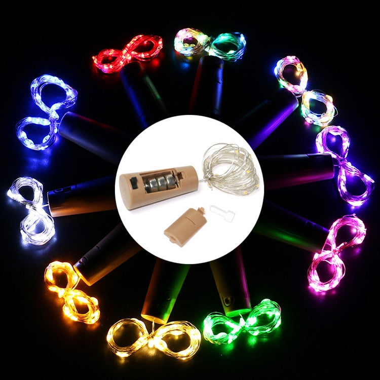 10 قطع من أضواء خيطية LED لسلك نحاسي على شكل سدادة زجاجة نبيذ، مقاومة للماء IP44، 2 متر، 20 LED
