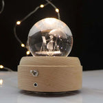 Girl Bedside Lamp Crystal Ball Wooden Base Music Box Charging Glow Rotating Night Light, Random Music, Ballet, Castle, Unicorn, Flying Pig, Dogs, Drawing Girl, Whale, Deer, Deer Head, Cat, Mermaid, Dandelion, Balloon Bear, Christmas Tree, Double Pig   ...