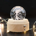 Girl Bedside Lamp Crystal Ball Wooden Base Music Box Charging Glow Rotating Night Light, Random Music, Ballet, Castle, Unicorn, Flying Pig, Dogs, Drawing Girl, Whale, Deer, Deer Head, Cat, Mermaid, Dandelion, Balloon Bear, Christmas Tree, Double Pig   ...