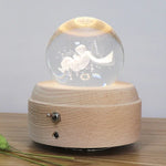Girl Bedside Lamp Crystal Ball Wooden Base Music Box Charging Glow Rotating Night Light, Random Music, Ballet, Castle, Unicorn, Flying Pig, Dogs, Drawing Girl, Whale, Deer, Deer Head, Cat, Mermaid, Dandelion, Balloon Bear, Christmas Tree, Double Pig   ...