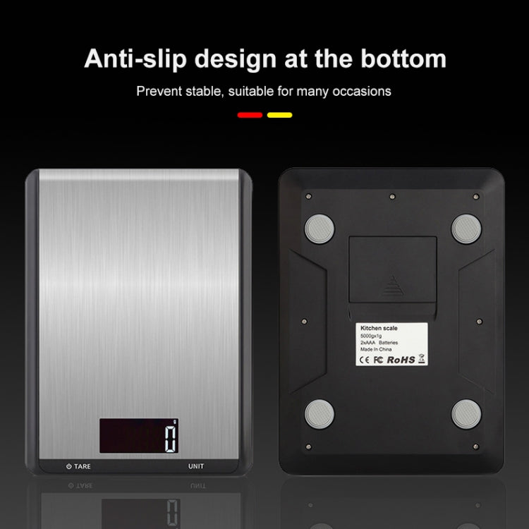 Stainless Steel Kitchen Scale Household Food Electronic Scale, 5kg/1g, 10kg/1g