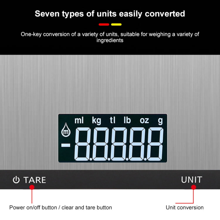 Stainless Steel Kitchen Scale Household Food Electronic Scale, 5kg/1g, 10kg/1g