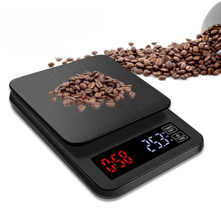 Household Hand-Pushed Coffee Scale USB-Powered Smart Kitchen Scale With Timing, 3kg/0.1g, 5kg/0.1g, 10kg/1g