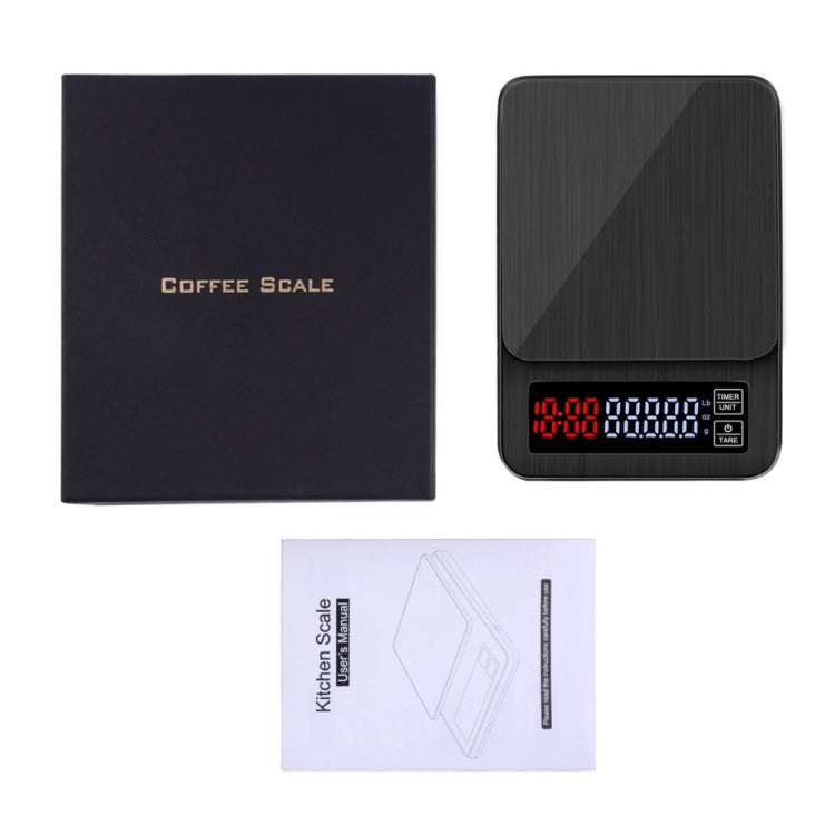 Household Hand-Pushed Coffee Scale USB-Powered Smart Kitchen Scale With Timing, 3kg/0.1g, 5kg/0.1g, 10kg/1g