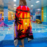 Extra Long Bath Towel Hawaiian Island Style Cotton Beach Cushion Towel 180x105 Cm, Sunset Coconut BT19-2, Beach Sports Car BT19-3, Ocean Carnival BT19-1