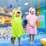 Cotton Cloak Home Bathroom Lengthen Children Wearable Bath Towel 70 cm, Pink Unicorn DP19S-4, Green Crocodile DP19S-5, Blue Shark DP19S-6