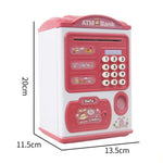 Simulation Password Fingerprint Sensor Unlocking Money Box Automatic Roll Money Safe ATM Piggy Bank, Pink, Blue
