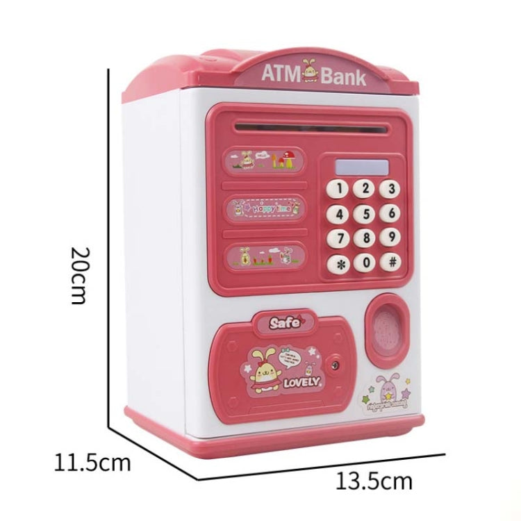 Simulation Password Fingerprint Sensor Unlocking Money Box Automatic Roll Money Safe ATM Piggy Bank, Pink, Blue