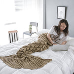 Mermaid Tail Knitted Blanket Fish Tail Blanket, 60x140cm, 195x90cm
