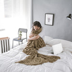 Mermaid Tail Knitted Blanket Fish Tail Blanket, 60x140cm, 195x90cm