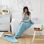 Mermaid Tail Knitted Blanket Fish Tail Blanket, 60x140cm, 195x90cm