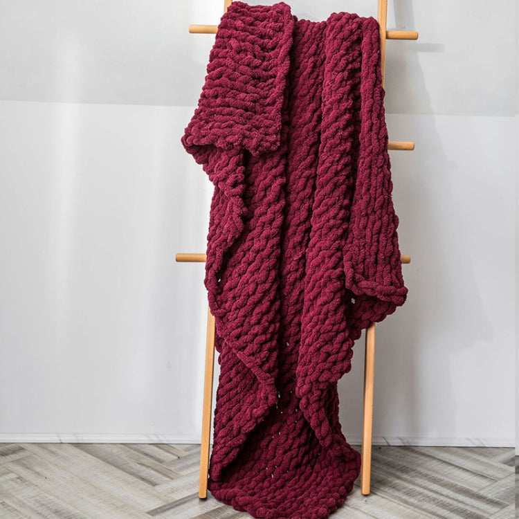 Handmade Thick Wool Knitted Blanket Sofa Chenille Stick Knitted Blanket, 80 x 100 CM, 130 x 160 CM