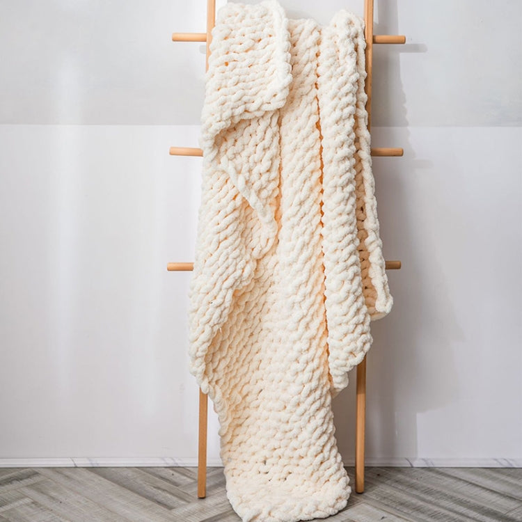 Handmade Thick Wool Knitted Blanket Sofa Chenille Stick Knitted Blanket, 80 x 100 CM, 130 x 160 CM
