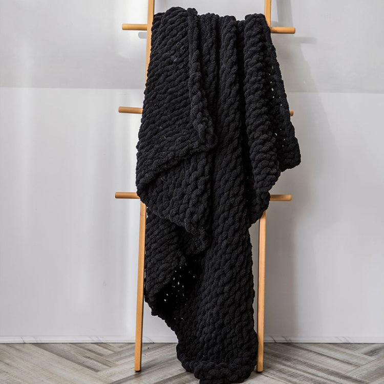 Handmade Thick Wool Knitted Blanket Sofa Chenille Stick Knitted Blanket, 80 x 100 CM, 130 x 160 CM