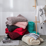 Handmade Thick Wool Knitted Blanket Sofa Chenille Stick Knitted Blanket, 80 x 100 CM, 130 x 160 CM