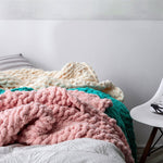 Handmade Thick Wool Knitted Blanket Sofa Chenille Stick Knitted Blanket, 80 x 100 CM, 130 x 160 CM