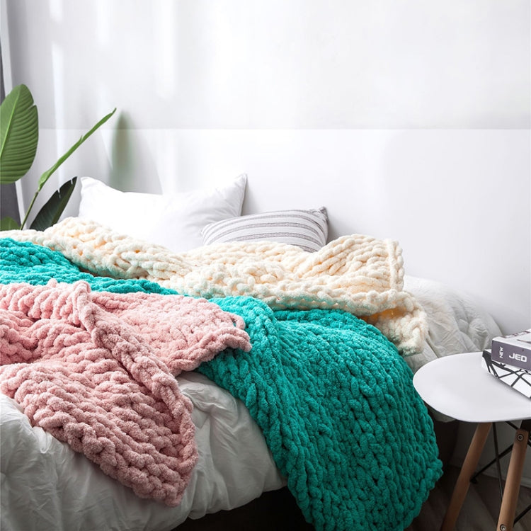 Handmade Thick Wool Knitted Blanket Sofa Chenille Stick Knitted Blanket, 80 x 100 CM, 130 x 160 CM