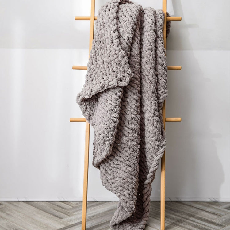 Handmade Thick Wool Knitted Blanket Sofa Chenille Stick Knitted Blanket, 80 x 100 CM, 130 x 160 CM