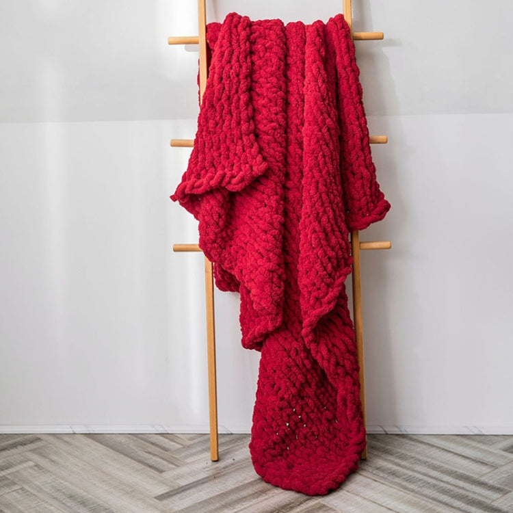 Handmade Thick Wool Knitted Blanket Sofa Chenille Stick Knitted Blanket, 80 x 100 CM, 130 x 160 CM