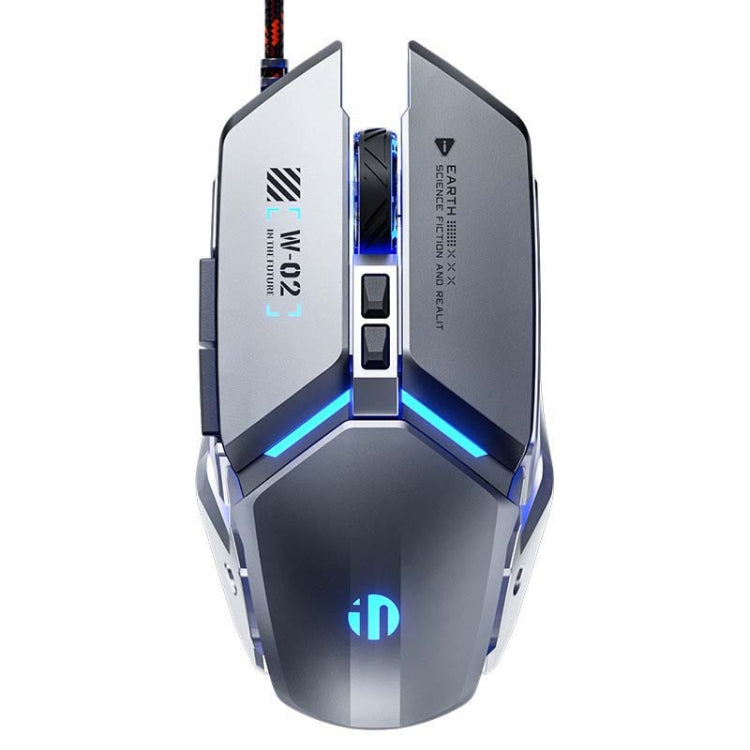 Inphic W-02 6 Keys Home Office Luminous Macro Programming USB Computer Mechanical Game Wired Mouse, W-02 (Metallic Gray)