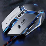 Inphic W-02 6 Keys Home Office Luminous Macro Programming USB Computer Mechanical Game Wired Mouse, W-02 (Metallic Gray)