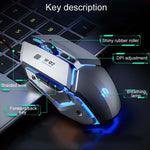 Inphic W-02 6 Keys Home Office Luminous Macro Programming USB Computer Mechanical Game Wired Mouse, W-02 (Metallic Gray)
