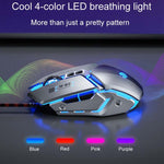 Inphic W-02 6 Keys Home Office Luminous Macro Programming USB Computer Mechanical Game Wired Mouse, W-02 (Metallic Gray)