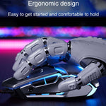Inphic W-02 6 Keys Home Office Luminous Macro Programming USB Computer Mechanical Game Wired Mouse, W-02 (Metallic Gray)