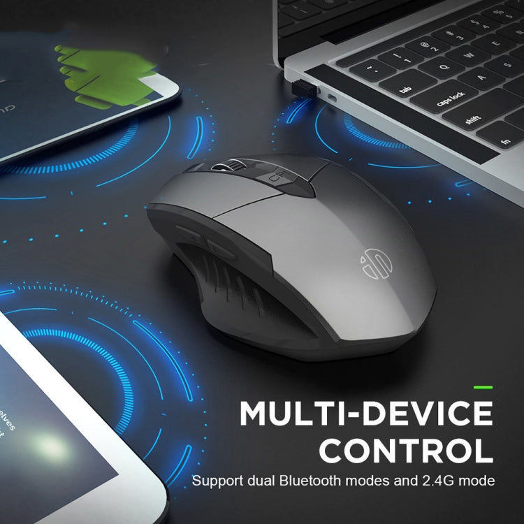Inphic A1 6 Keys 1000/1200/1600 DPI Home Gaming Wireless Mechanical Mouse, Colour: Gray Wireless+Bluetooth 4.0+Bluetooth 5.0, Black Wireless+Bluetooth 4.0+Bluetooth 5.0, Black Wireless Charging Silent Version, Gray Wireless Charging Silent Version