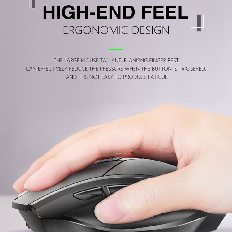 Inphic A1 6 Keys 1000/1200/1600 DPI Home Gaming Wireless Mechanical Mouse, Colour: Gray Wireless+Bluetooth 4.0+Bluetooth 5.0, Black Wireless+Bluetooth 4.0+Bluetooth 5.0, Black Wireless Charging Silent Version, Gray Wireless Charging Silent Version